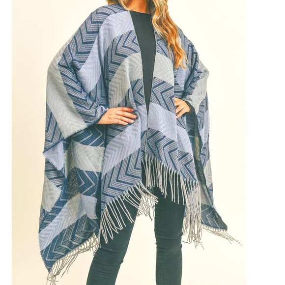 Boho Chic Oversized Poncho Wrap Shawl Cape - Picture 1 of 5
